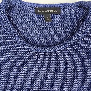 Banana Republic Metallic Blue Knit Pullover‎ Sweater Womens S